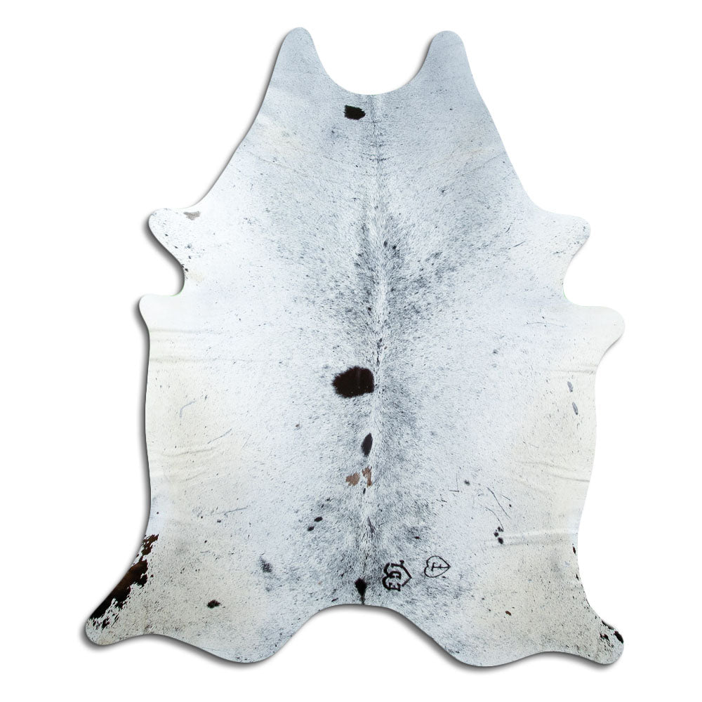 Salt & Pepper Kuhfell, ca. 220 × 190 cm, von oben fotografiert: genau das Fell, das Sie erhalten