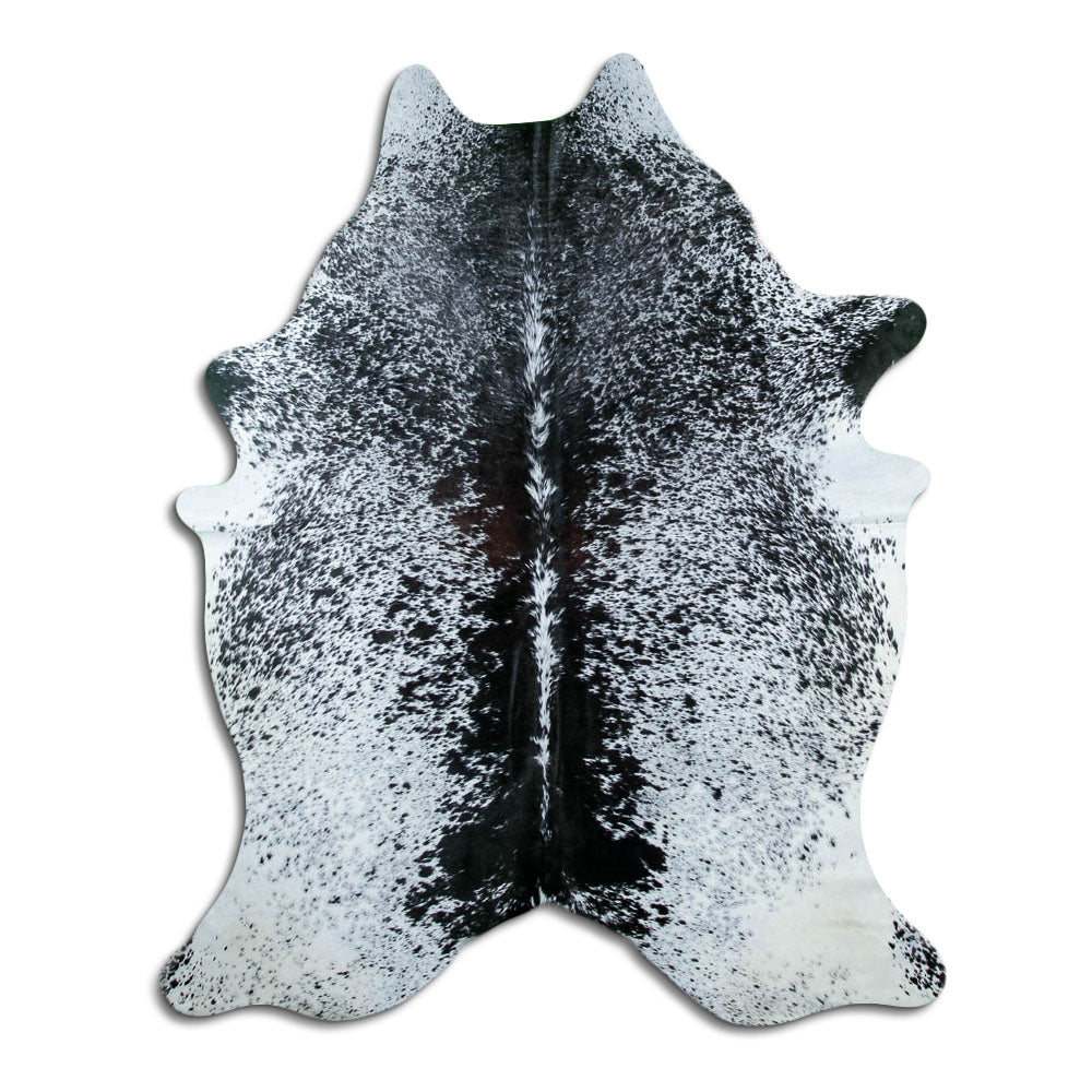 Salt & Pepper Kuhfell, ca. 220 × 170 cm, von oben fotografiert: genau das Fell, das Sie erhalten