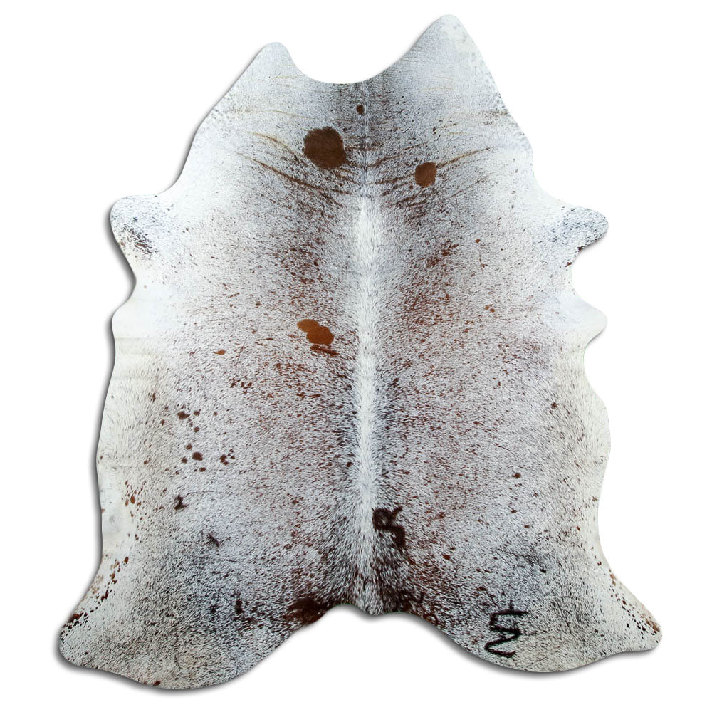 Salt & Pepper Kuhfell, ca. 190 × 180 cm, von oben fotografiert: genau das Fell, das Sie erhalten