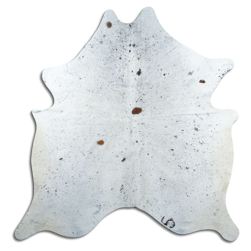 Salt & Pepper Kuhfell, ca. 180 × 170 cm, von oben fotografiert: genau das Fell, das Sie erhalten