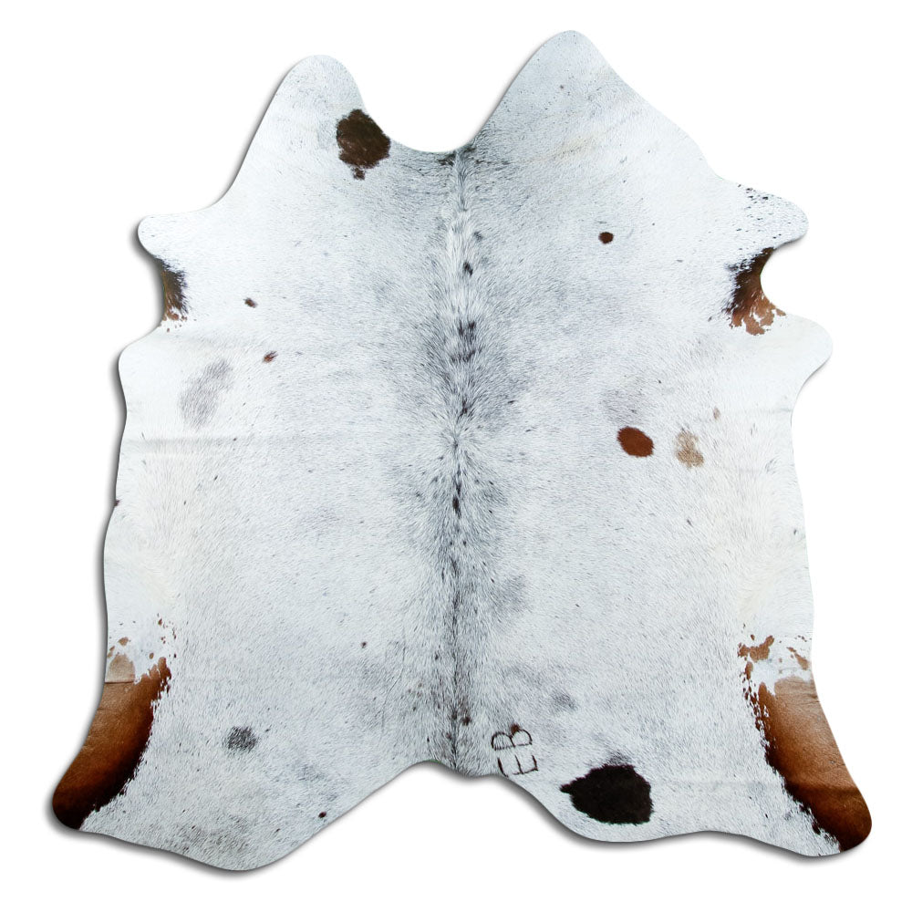 Salt & Pepper Kuhfell, ca. 170 × 170 cm, von oben fotografiert: genau das Fell, das Sie erhalten