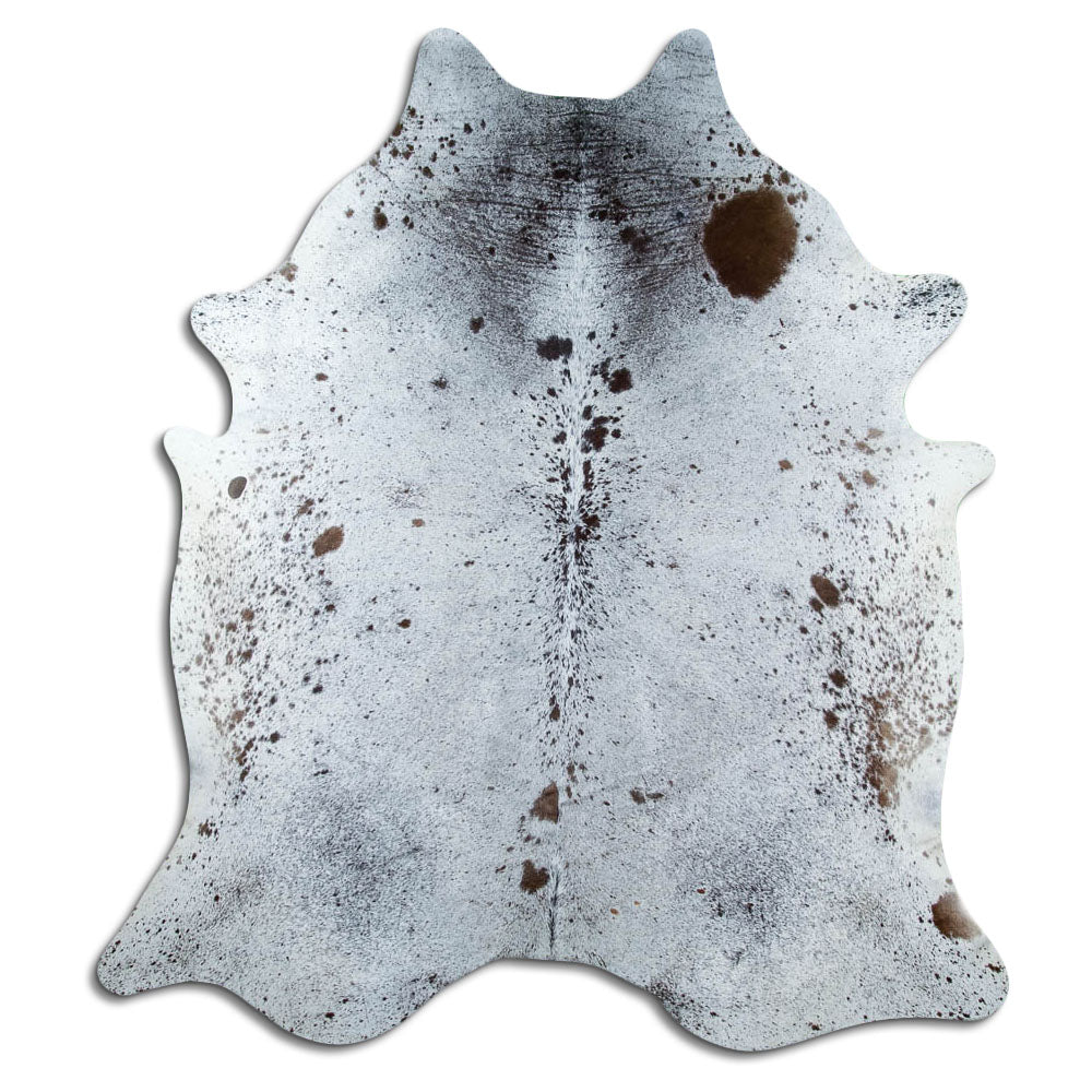 Salt & Pepper Kuhfell, ca. 220 × 200 cm, von oben fotografiert: genau das Fell, das Sie erhalten