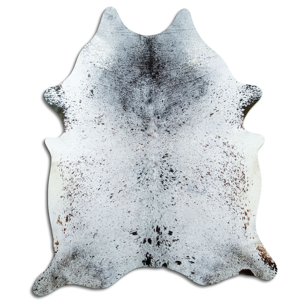 Salt & Pepper Kuhfell, ca. 220 × 180 cm, von oben fotografiert: genau das Fell, das Sie erhalten