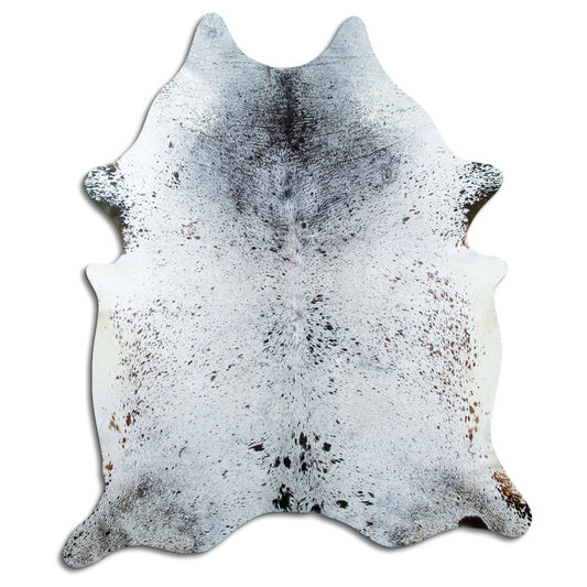 Salt & Pepper Kuhfell, ca. 220 × 180 cm, von oben fotografiert: genau das Fell, das Sie erhalten