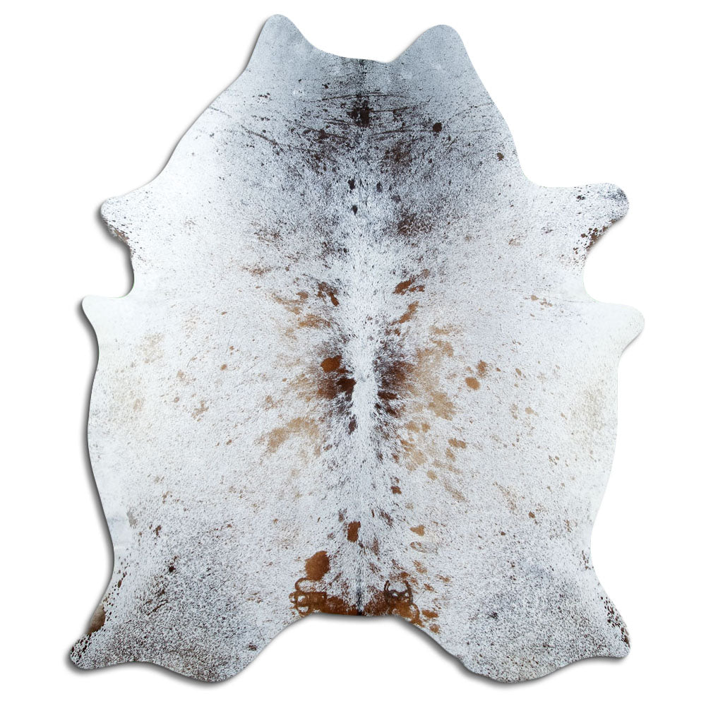 Salt & Pepper Kuhfell, ca. 220 × 180 cm, von oben fotografiert: genau das Fell, das Sie erhalten
