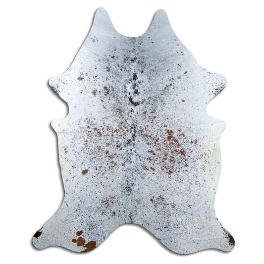 Salt & Pepper Kuhfell, ca. 230 × 190 cm, von oben fotografiert: genau das Fell, das Sie erhalten