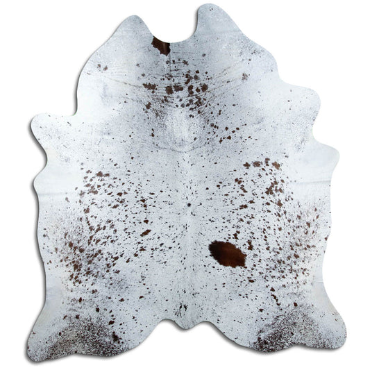 Salt & Pepper Kuhfell, ca. 220 × 200 cm, von oben fotografiert: genau das Fell, das Sie erhalten