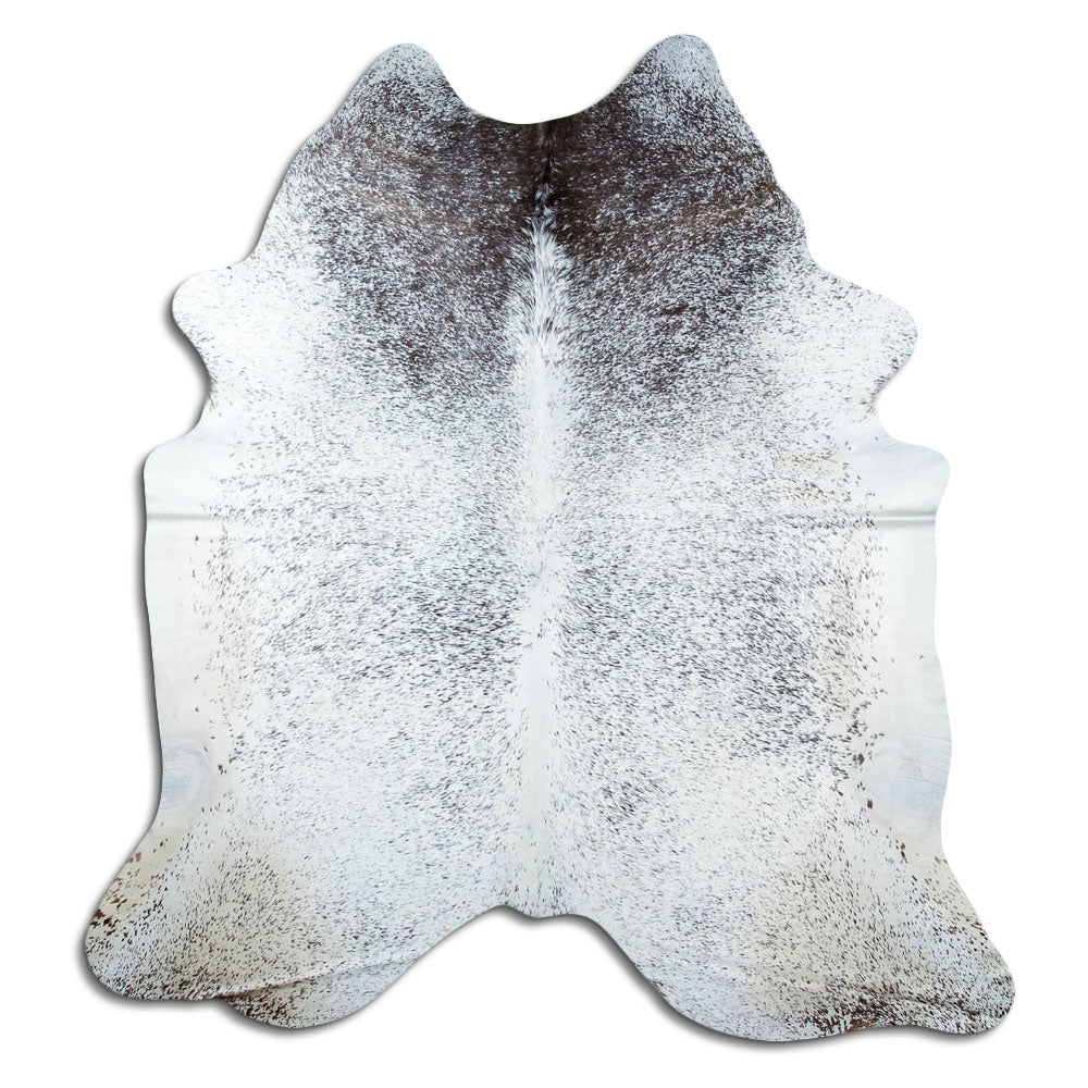Salt & Pepper Kuhfell, ca. 230 × 210 cm, von oben fotografiert: genau das Fell, das Sie erhalten
