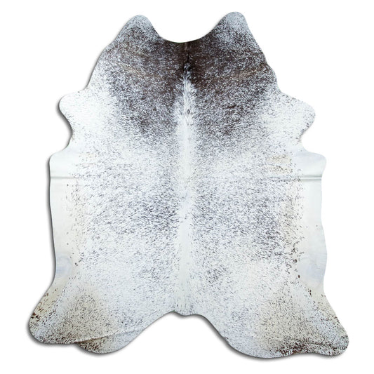 Salt & Pepper Kuhfell, ca. 230 × 210 cm, von oben fotografiert: genau das Fell, das Sie erhalten