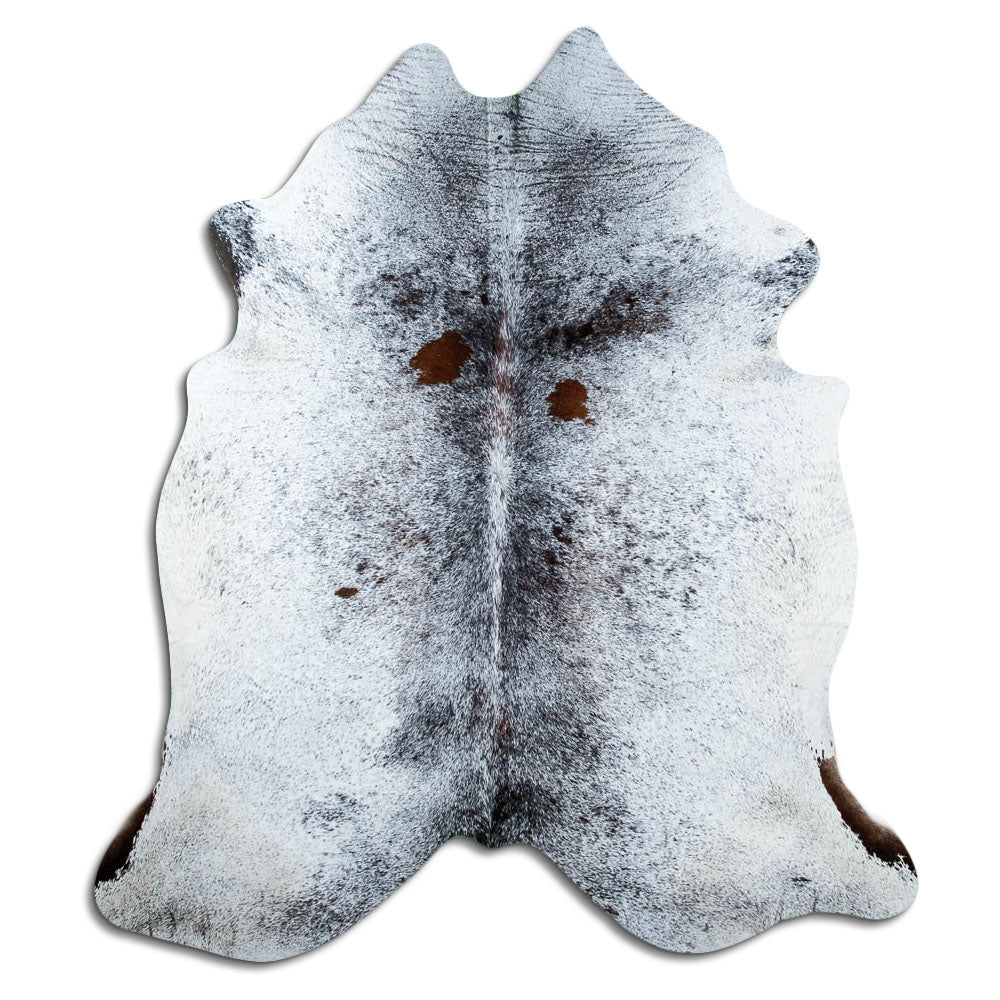 Salt & Pepper Kuhfell, ca. 210 × 190 cm, von oben fotografiert: genau das Fell, das Sie erhalten