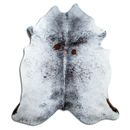 Salt & Pepper Kuhfell, ca. 210 × 190 cm, von oben fotografiert: genau das Fell, das Sie erhalten