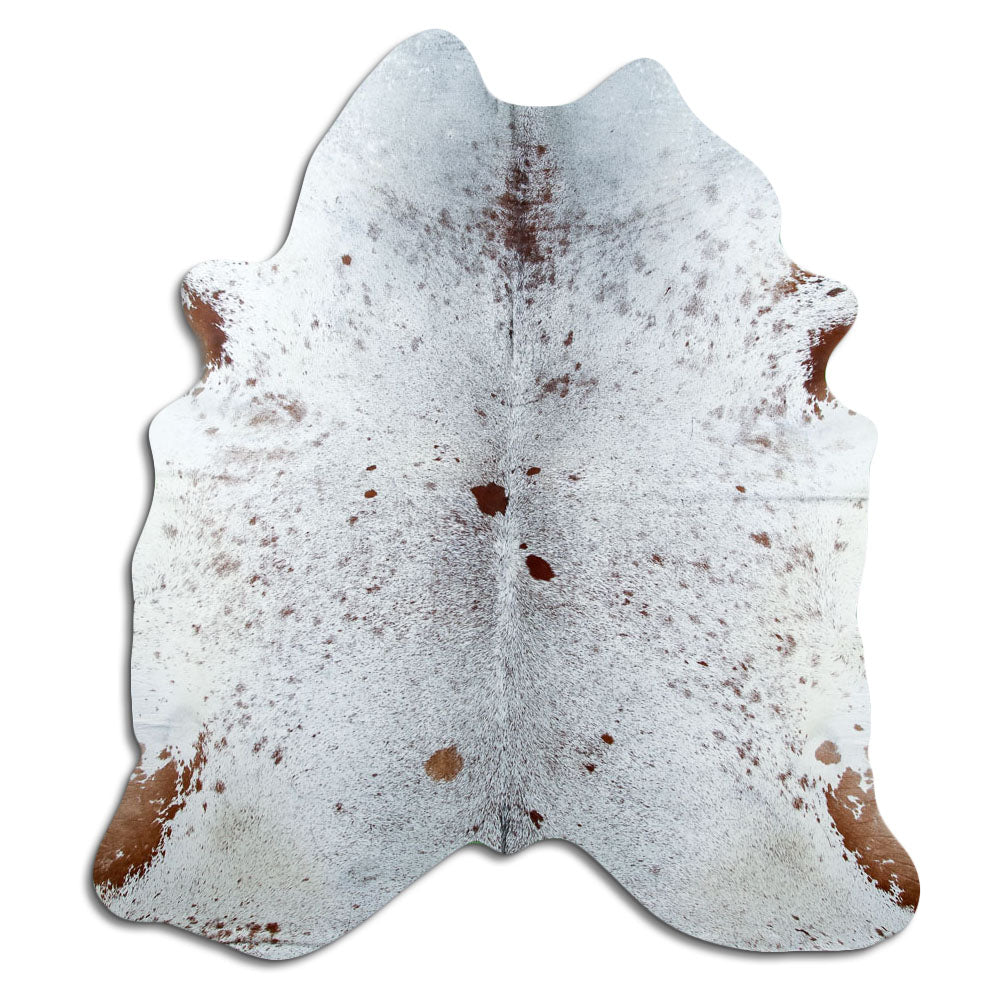 Salt & Pepper Kuhfell, ca. 220 × 200 cm, von oben fotografiert: genau das Fell, das Sie erhalten
