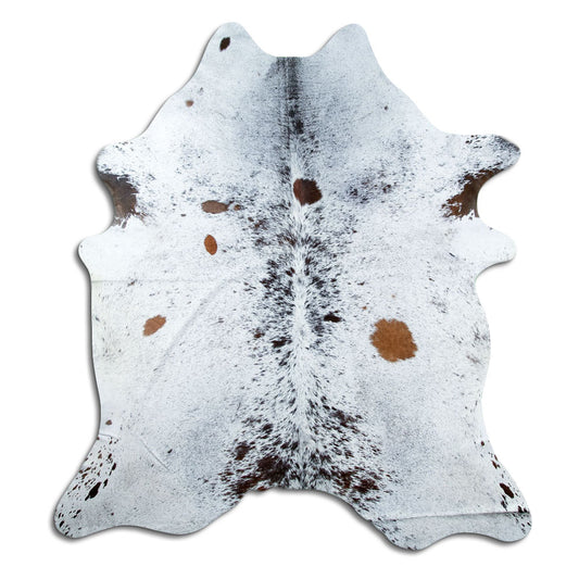 Salt & Pepper Kuhfell, ca. 220 × 200 cm, von oben fotografiert: genau das Fell, das Sie erhalten