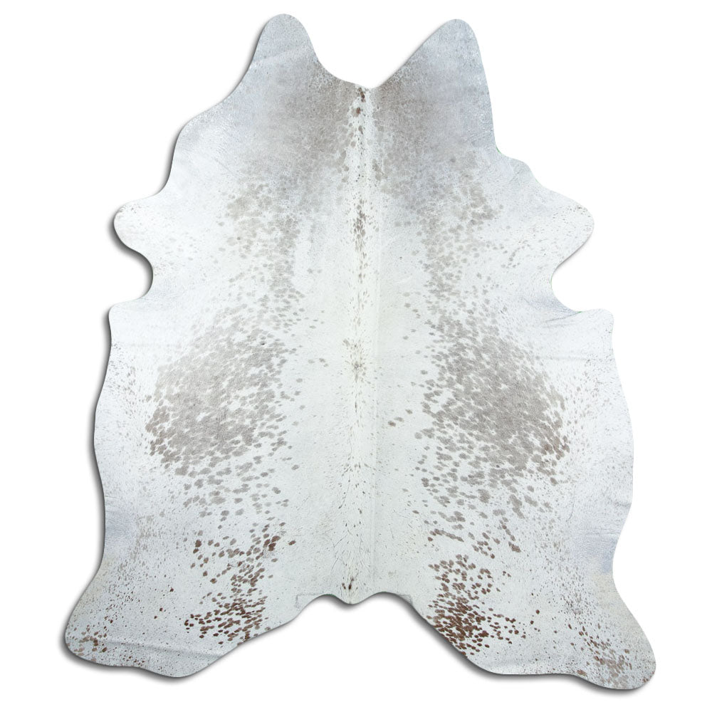 Salt & Pepper Kuhfell, ca. 230 × 200 cm, von oben fotografiert: genau das Fell, das Sie erhalten