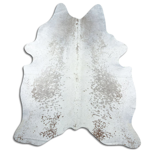 Salt & Pepper Kuhfell, ca. 230 × 200 cm, von oben fotografiert: genau das Fell, das Sie erhalten