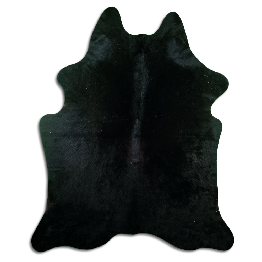 Schwarzes Kuhfell, ca. 200 × 160 cm, von oben fotografiert: genau das Fell, das Sie erhalten