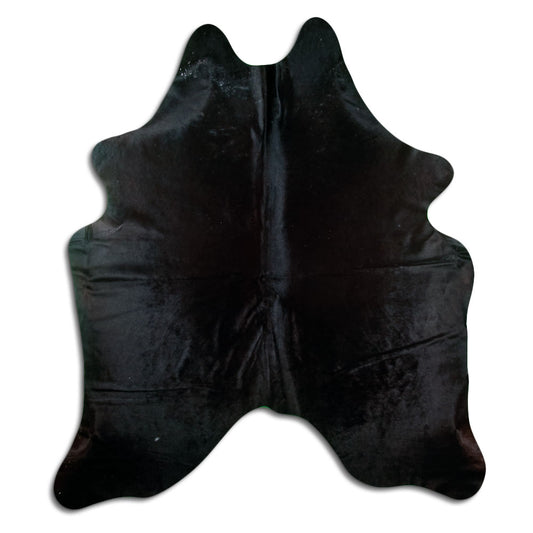 Schwarzes Kuhfell, ca. 220 × 190 cm, von oben fotografiert: genau das Fell, das Sie erhalten