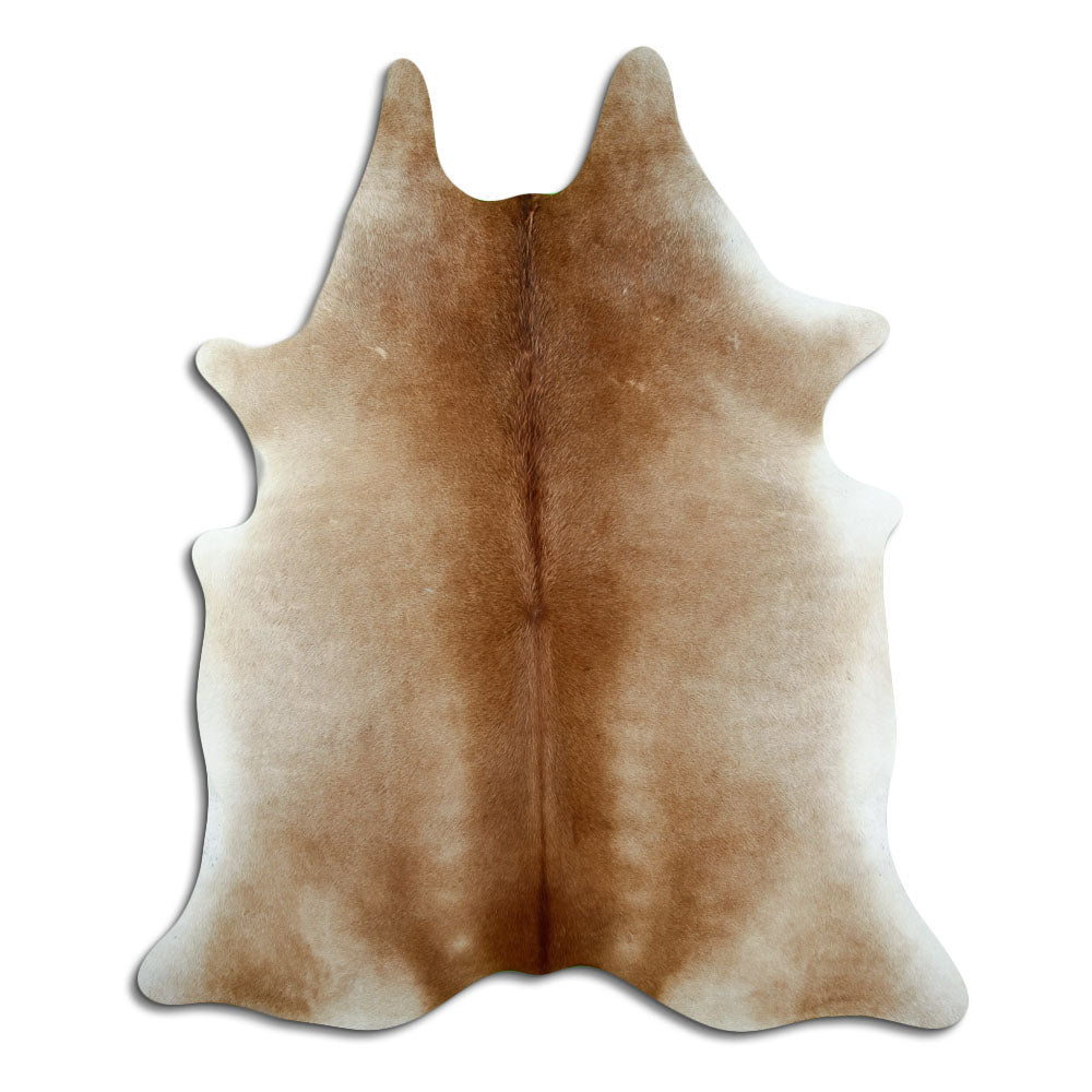Braunes Kuhfell, ca. 220 × 190 cm, von oben fotografiert: genau das Fell, das Sie erhalten
