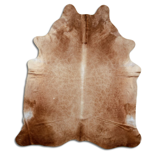Braunes Kuhfell, ca. 220 × 190 cm, von oben fotografiert: genau das Fell, das Sie erhalten