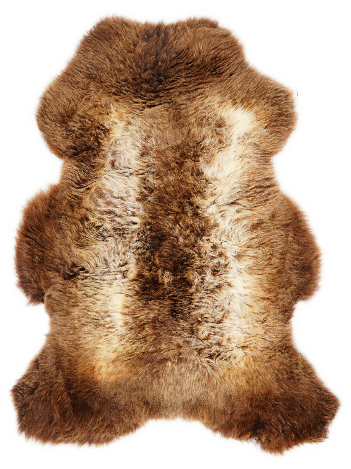 Mehrfarbiges britisches Lammfell, ca. 110 × 70 cm, von oben fotografiert: genau das Fell, das Sie erhalten
