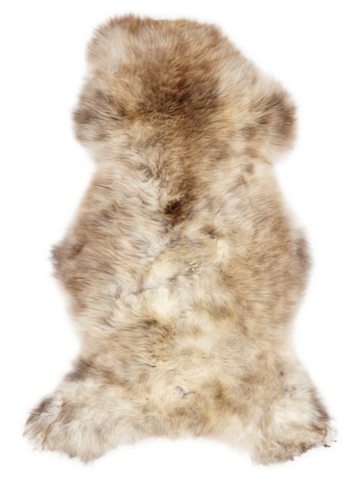 Mehrfarbiges britisches Lammfell, ca. 105 × 60 cm, von oben fotografiert: genau das Fell, das Sie erhalten