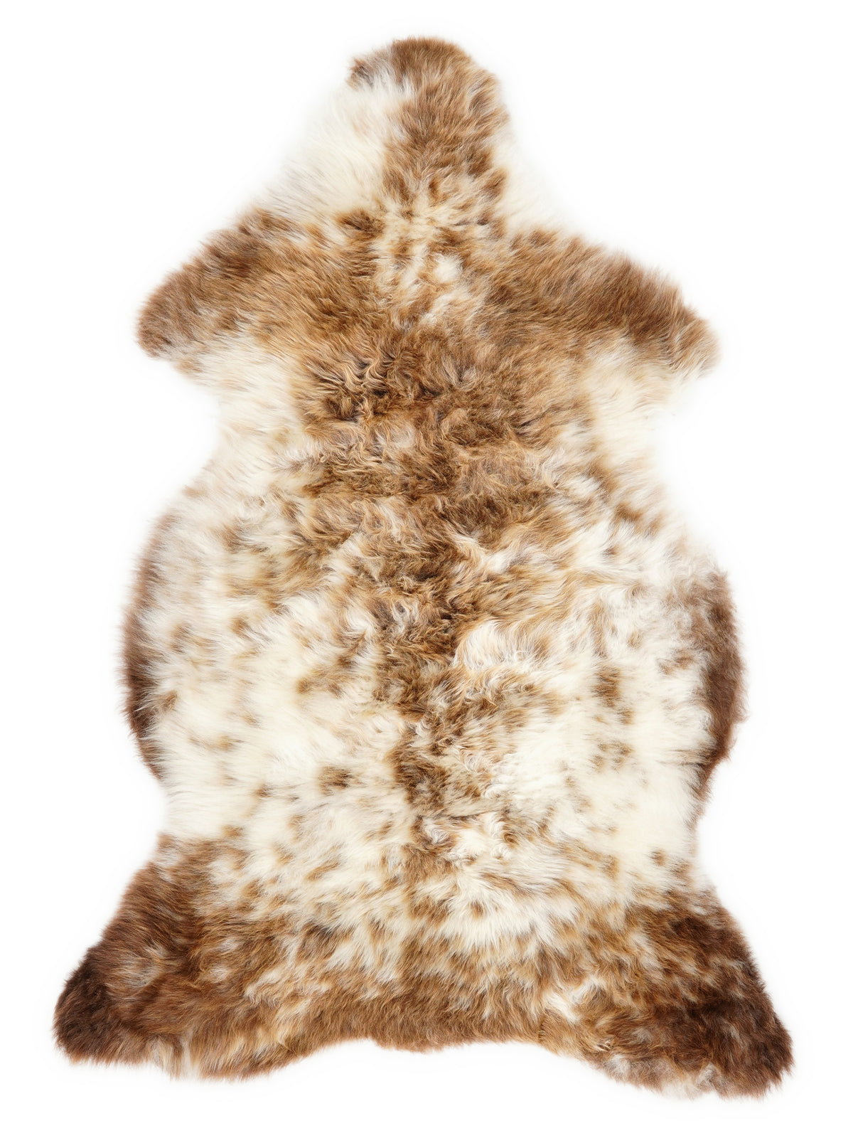 Mehrfarbiges britisches Lammfell, ca. 110 × 60 cm, von oben fotografiert: genau das Fell, das Sie erhalten