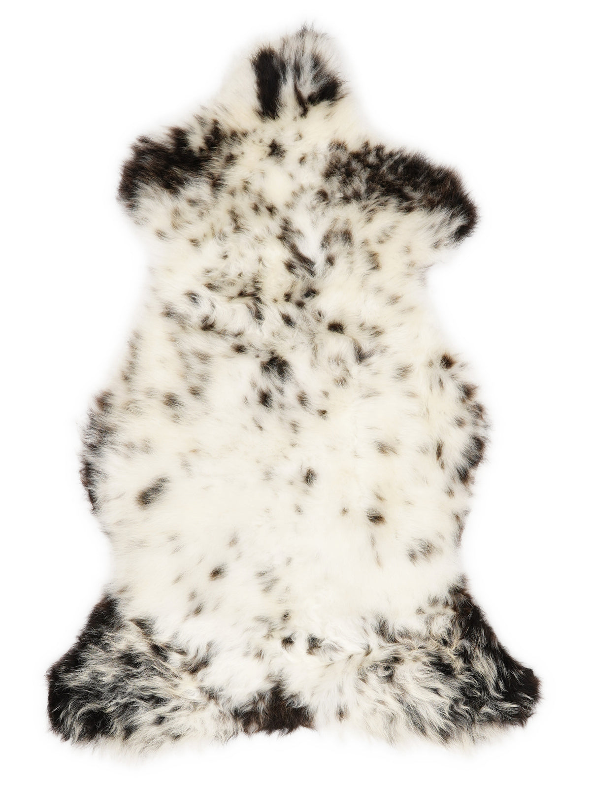 Mehrfarbiges britisches Lammfell, ca. 110 × 55 cm, von oben fotografiert: genau das Fell, das Sie erhalten