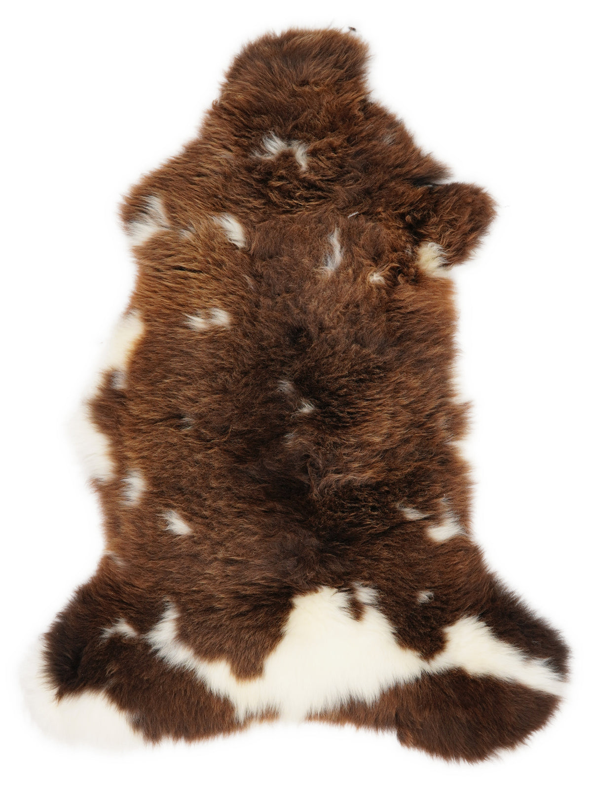 Mehrfarbiges britisches Lammfell, ca. 110 × 55 cm, von oben fotografiert: genau das Fell, das Sie erhalten