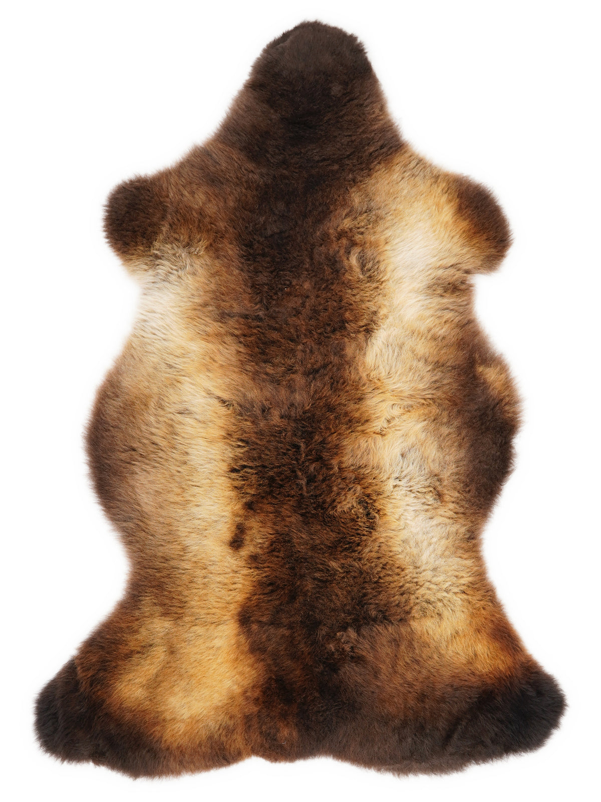 Mehrfarbiges britisches Lammfell, ca. 110 × 60 cm, von oben fotografiert: genau das Fell, das Sie erhalten