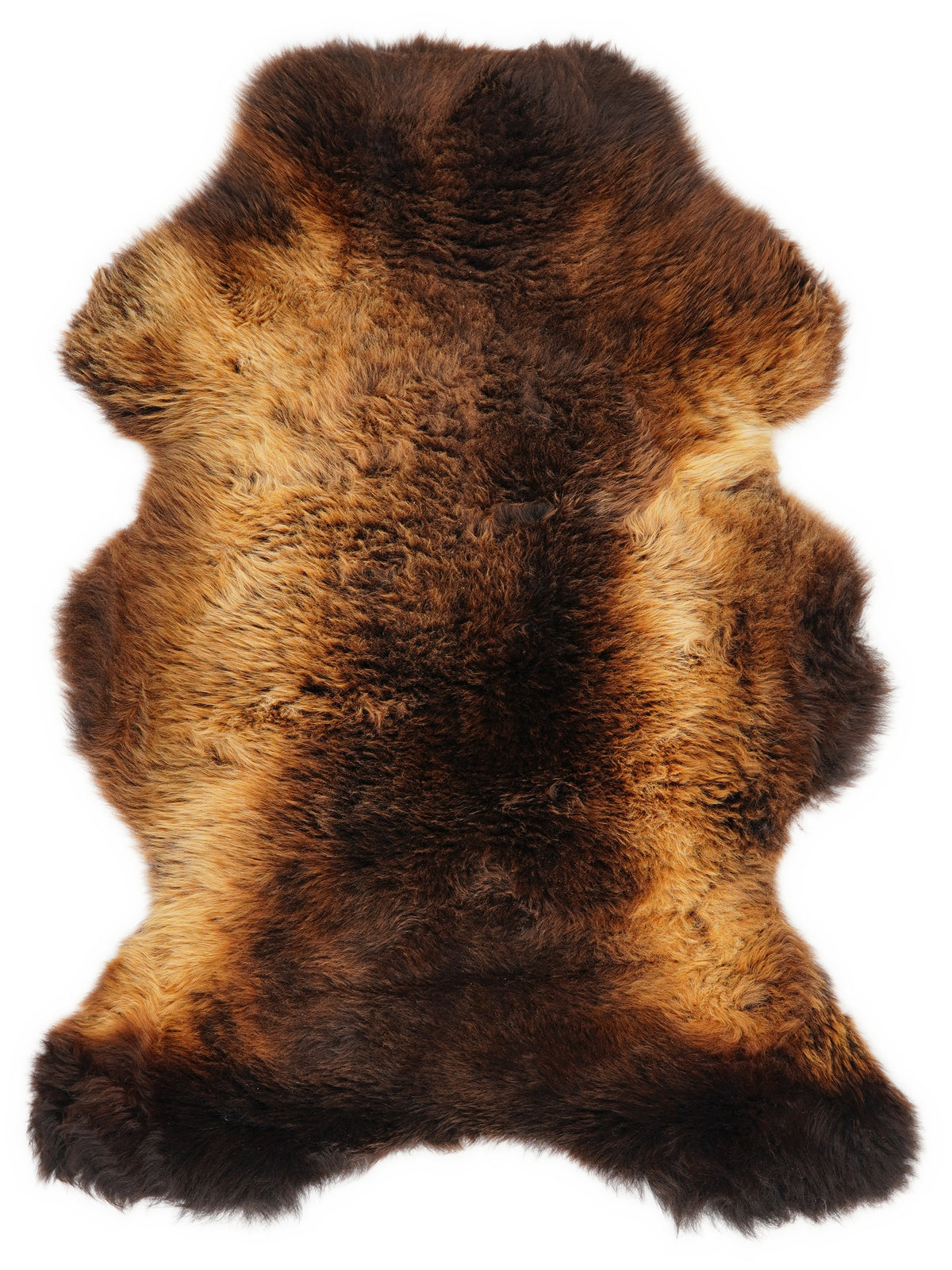 Mehrfarbiges britisches Lammfell, ca. 110 × 70 cm, von oben fotografiert: genau das Fell, das Sie erhalten