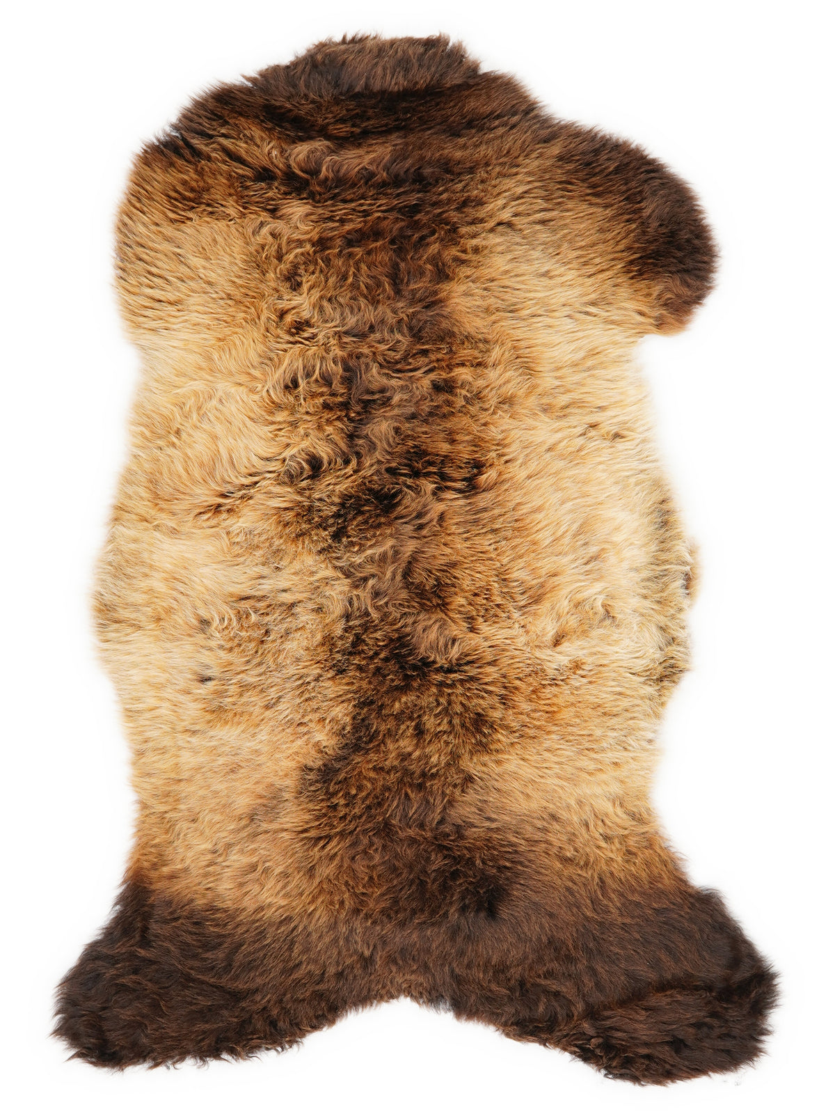 Mehrfarbiges britisches Lammfell, ca. 95 × 50 cm, von oben fotografiert: genau das Fell, das Sie erhalten