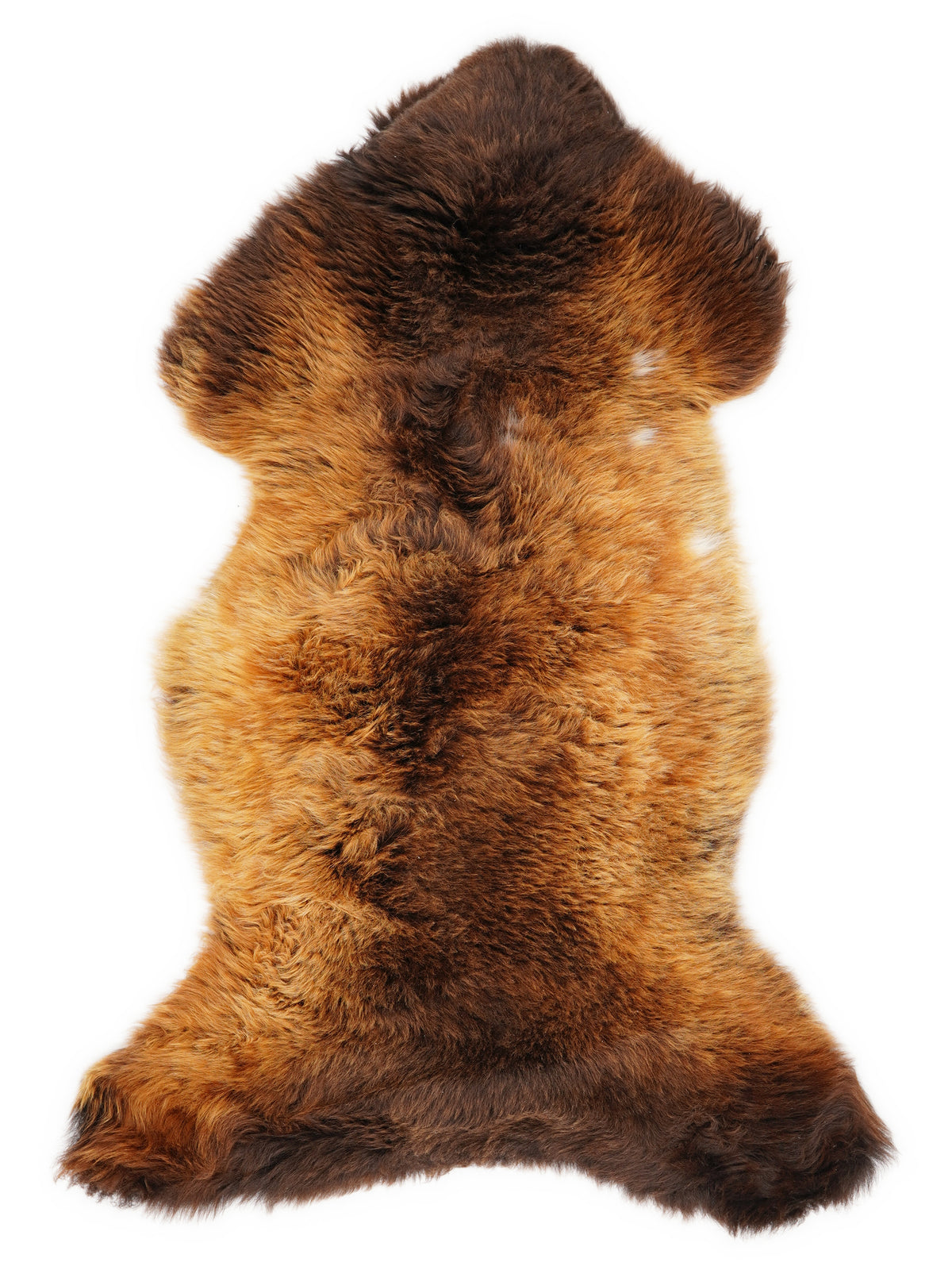 Mehrfarbiges britisches Lammfell, ca. 110 × 55 cm, von oben fotografiert: genau das Fell, das Sie erhalten