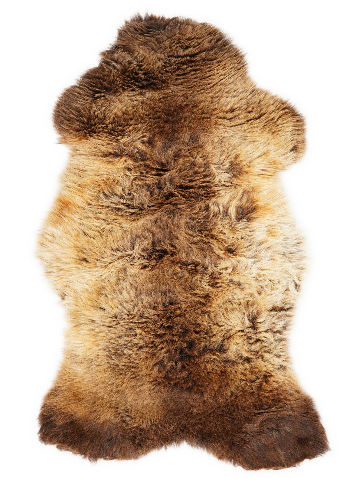 Mehrfarbiges britisches Lammfell, ca. 105 × 55 cm, von oben fotografiert: genau das Fell, das Sie erhalten
