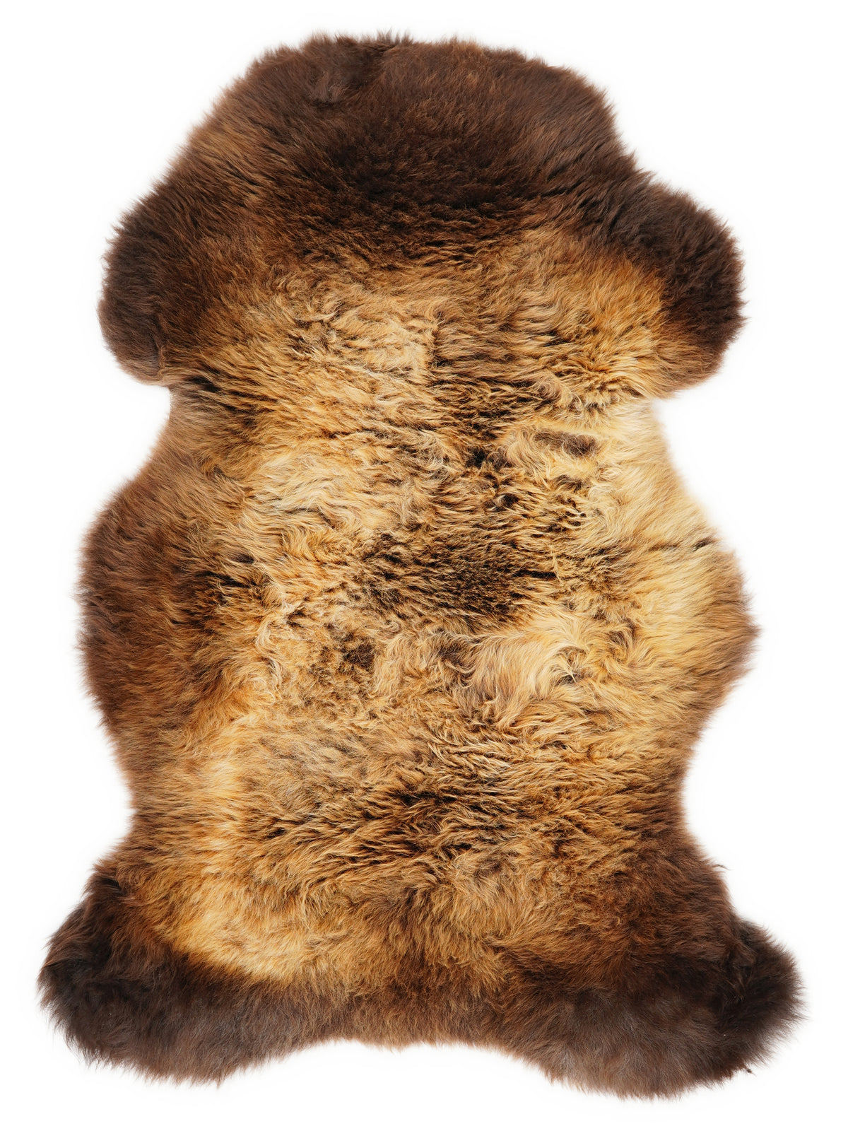 Mehrfarbiges britisches Lammfell, ca. 105 × 60 cm, von oben fotografiert: genau das Fell, das Sie erhalten