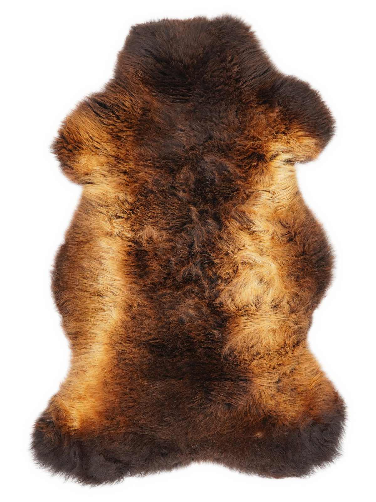 Mehrfarbiges britisches Lammfell, ca. 110 × 65 cm, von oben fotografiert: genau das Fell, das Sie erhalten
