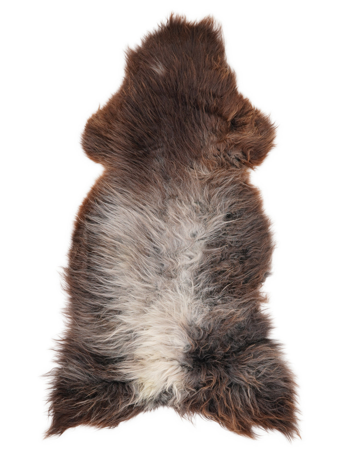 Mehrfarbiges britisches Lammfell, ca. 130 × 60 cm, von oben fotografiert: genau das Fell, das Sie erhalten