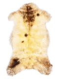 Mehrfarbiges britisches Lammfell, ca. 110 × 55 cm, von oben fotografiert: genau das Fell, das Sie erhalten