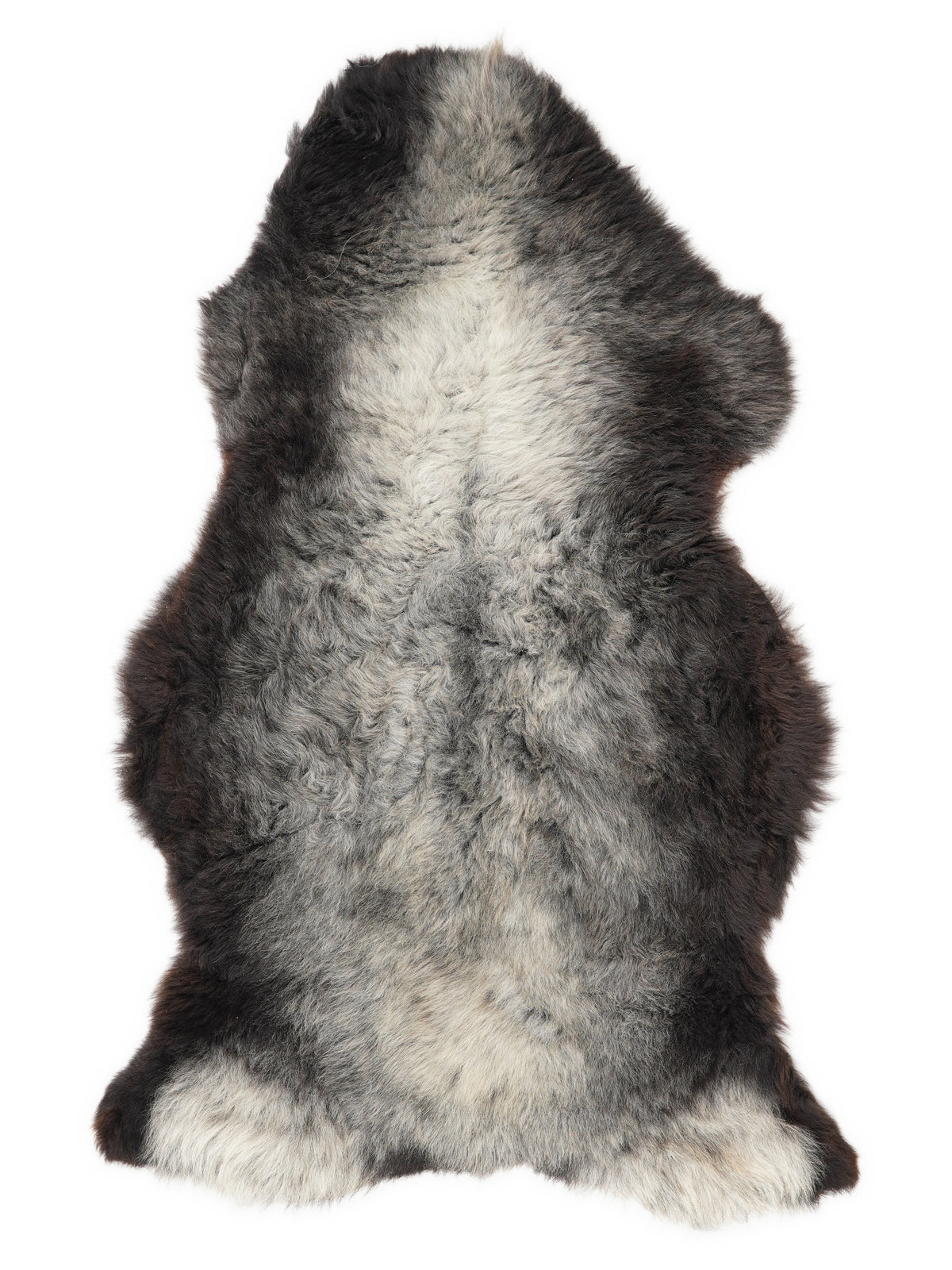 Mehrfarbiges britisches Schaffell, ca. 145 × 80 cm, von oben fotografiert: genau das Fell, das Sie erhalten