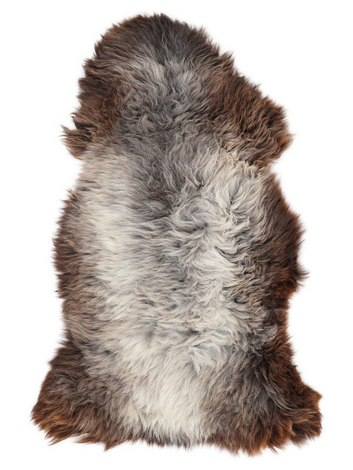 Mehrfarbiges britisches Schaffell, ca. 135 × 70 cm, von oben fotografiert: genau das Fell, das Sie erhalten