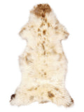Mehrfarbiges britisches Lammfell, ca. 130 × 55 cm, von oben fotografiert: genau das Fell, das Sie erhalten