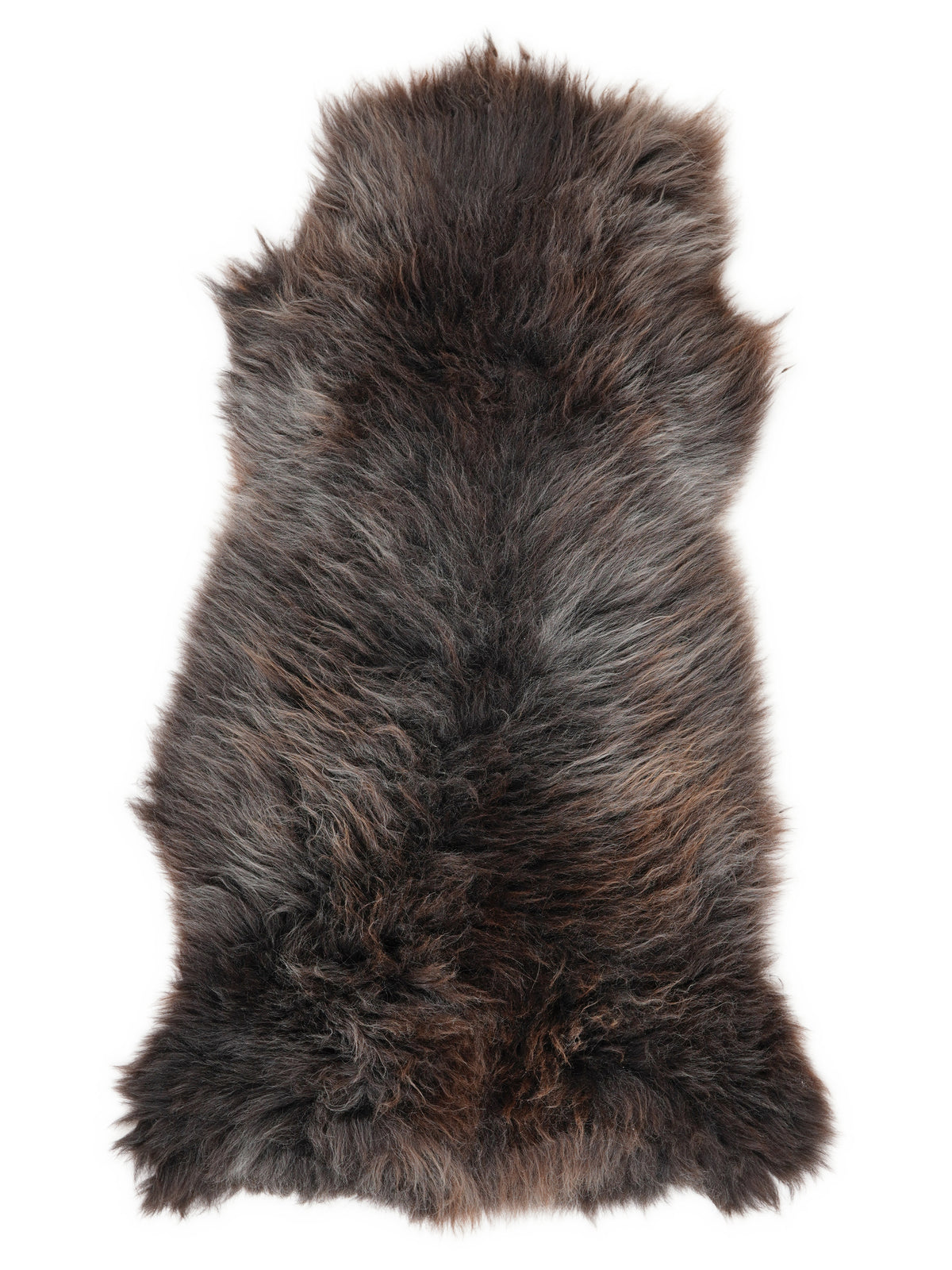 Mehrfarbiges britisches Schaffell, ca. 120 × 65 cm, von oben fotografiert: genau das Fell, das Sie erhalten