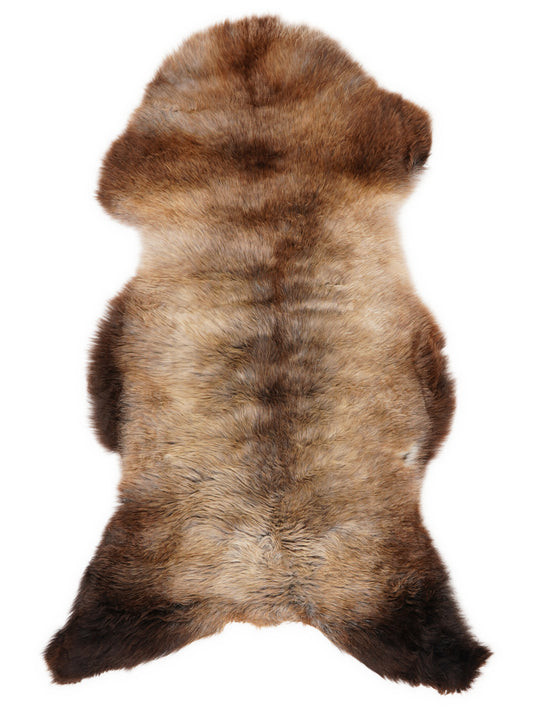 Mehrfarbiges britisches Lammfell, ca. 120 × 60 cm, von oben fotografiert: genau das Fell, das Sie erhalten