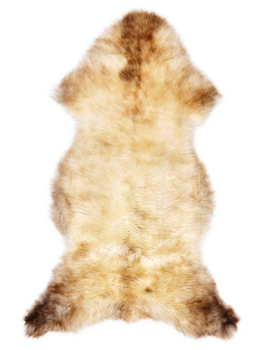 Mehrfarbiges britisches Lammfell, ca. 130 × 60 cm, von oben fotografiert: genau das Fell, das Sie erhalten
