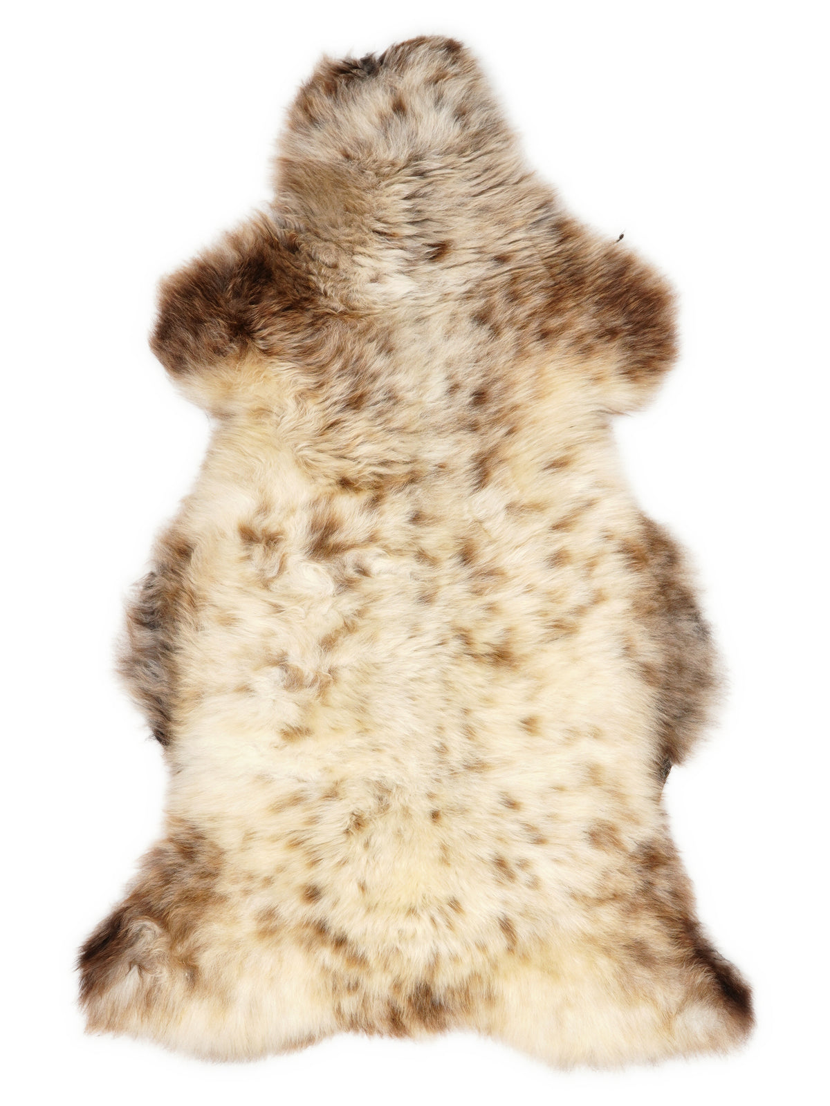 Mehrfarbiges britisches Lammfell, ca. 110 × 60 cm, von oben fotografiert: genau das Fell, das Sie erhalten