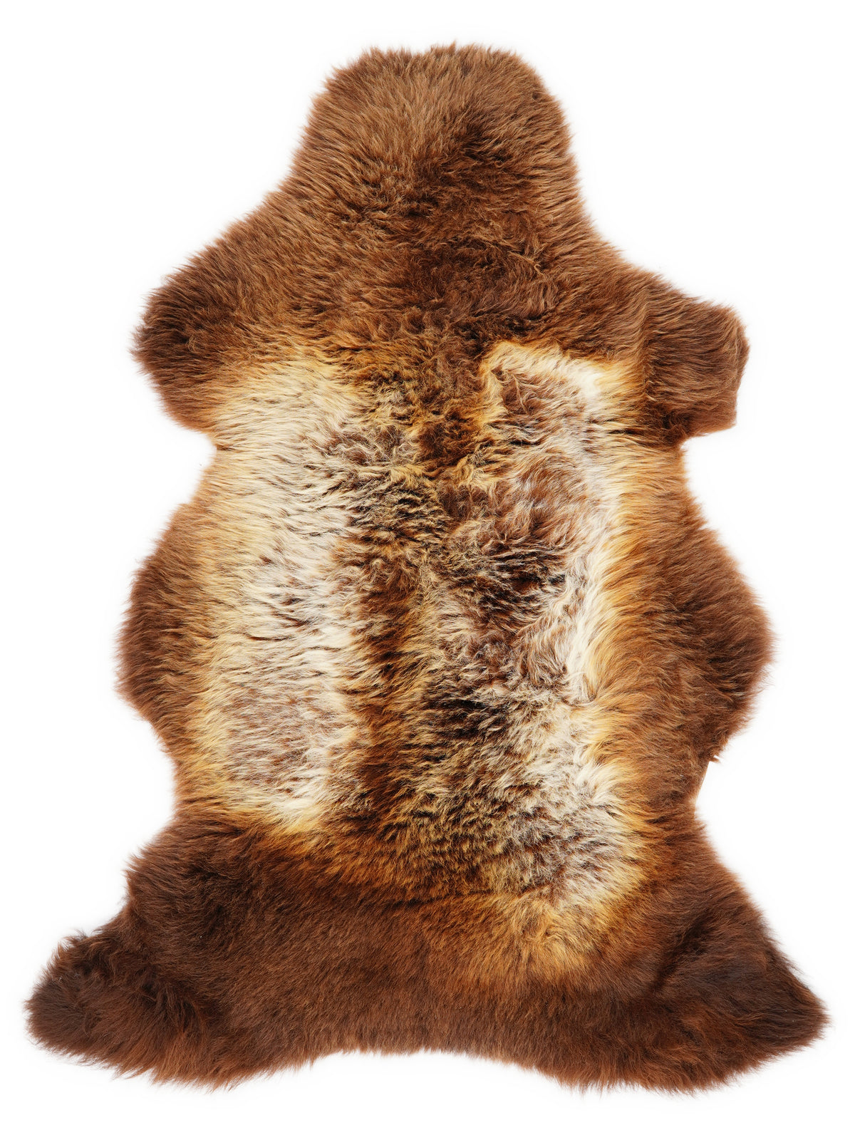 Mehrfarbiges britisches Lammfell, ca. 110 × 65 cm, von oben fotografiert: genau das Fell, das Sie erhalten