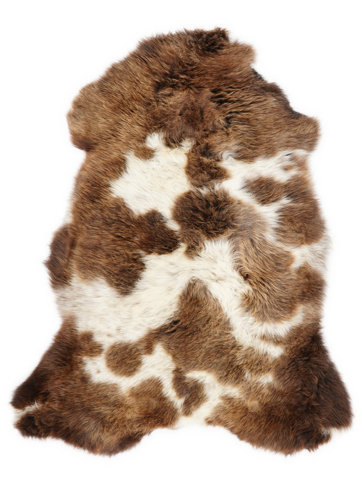 Mehrfarbiges britisches Lammfell, ca. 100 × 60 cm, von oben fotografiert: genau das Fell, das Sie erhalten