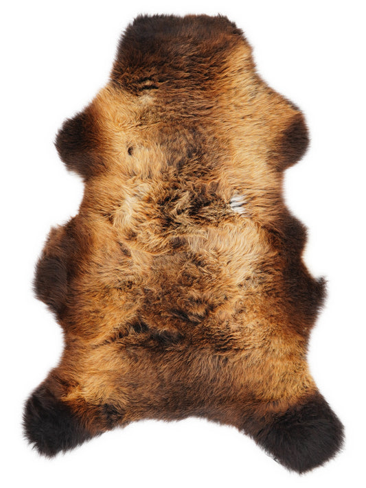 Mehrfarbiges britisches Lammfell, ca. 110 × 65 cm, von oben fotografiert: genau das Fell, das Sie erhalten