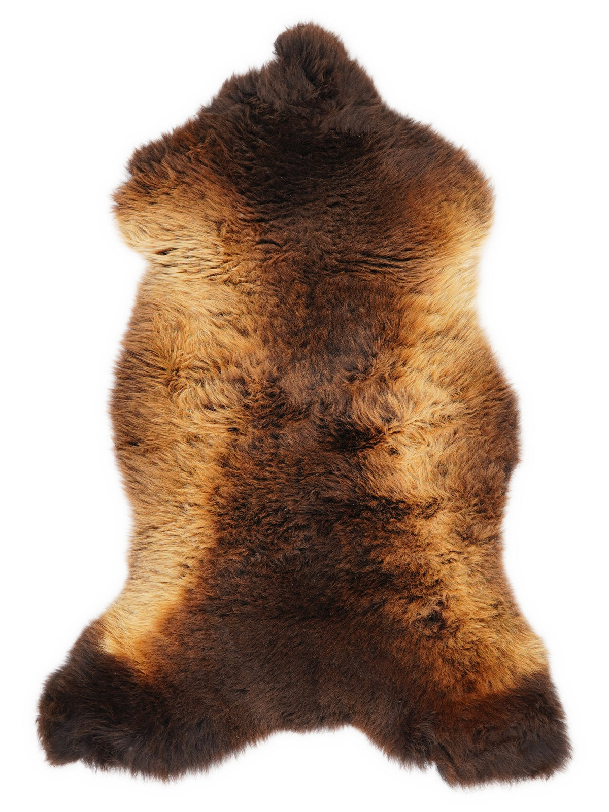 Mehrfarbiges britisches Lammfell, ca. 110 × 55 cm, von oben fotografiert: genau das Fell, das Sie erhalten