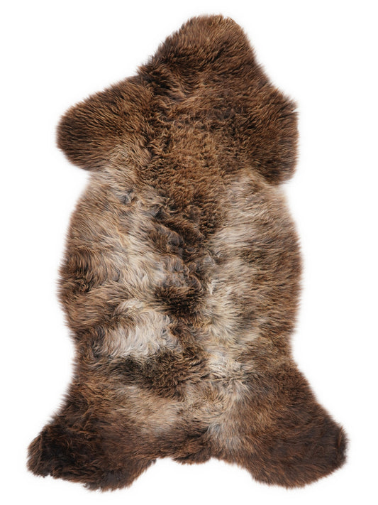 Mehrfarbiges britisches Lammfell, ca. 105 × 50 cm, von oben fotografiert: genau das Fell, das Sie erhalten