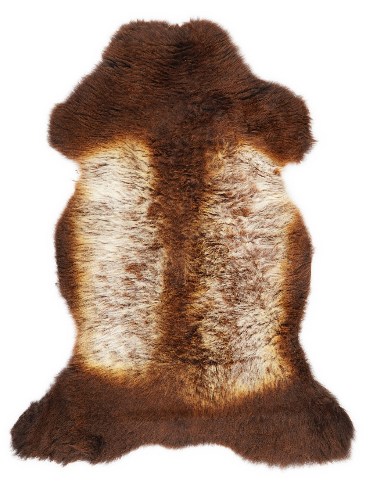 Mehrfarbiges britisches Lammfell, ca. 110 × 60 cm, von oben fotografiert: genau das Fell, das Sie erhalten